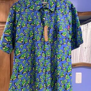 RSVLTS Vibrant Blue Shirt with Green Graphics - AGGRO CRAG